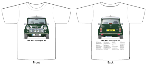 Mini Cooper Sport 2000 (green) T-shirt Front & Back